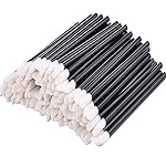 eBoot 100 Pieces Disposable Lip Brushes Lipstick Gloss Wands Applicator Makeup Tool Kits, Black