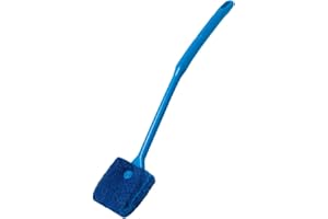 SLSON Aquarium Algae Scraper Double Sided Sponge Brush Cleaner Long Handle Fish Tank Scrubber for Glass Aquariums and Home Kitchen,15.4 inches (1)