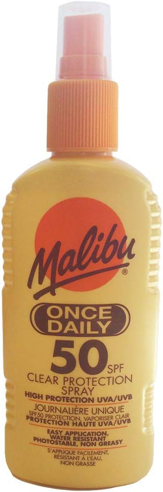 MALIBU ONCE DAILY CLEAR PROTECTION 30SPF 50SPF VITAMIN E ALOE VERA LOTION (SPF 50 CLEAR)