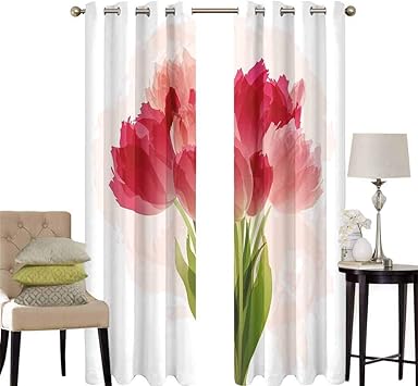 Cortinas opacas para dormitorio, diseño de flores de lirio boho Pansy
