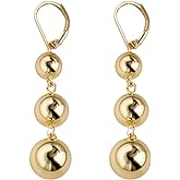 WASAIE Ball Beads Drop Dangle Hoop Earrings for Women,Trendy Statement Dangling Jewelry Earrings For Formal Party Prom Wedding