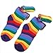 Colorful Rainbow Stripe Leggings Long Knit Gloves Socks Set Party Costume Accessory