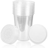 32oz Deli Cups with Fabric Vented Lids, Fruit Fly Culture Cups and Fabric Lined Lids, Fruit Flies Feeder Culture Containers Prevent Escapes - 10 Pack