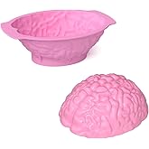 Halloween Silicone Molds - Brain Jello Mold with Support Base, 3D Realistic Silicone Human Brain Gelatin Mold Deep Halloween Baking Pan for Halloween Cakes, Breakable Chocolate, Jelly or Pudding