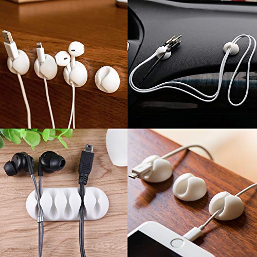 BQTQ 40 Pieces Cable Clips White Cable Holder Self Adhesive Cable