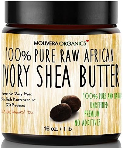 Molivera Organics Raw African Organic Grade A Ivory Shea Butter for Natural Skin Care, Hair Care - 16 oz. by Molivera Organics