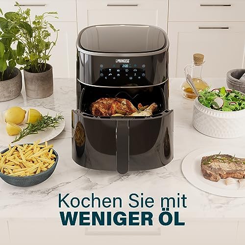 Digitale Heißluftfritteuse – Füllmenge des Behälters variierbar – 8 L maximal – 6 voreinstellbare Programme – Weniger Öl – Digitaler Display – 182254