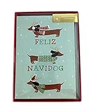Feliz Navidog Box of 16 Christmas Holiday Cards Wiener Dachshund Dogs