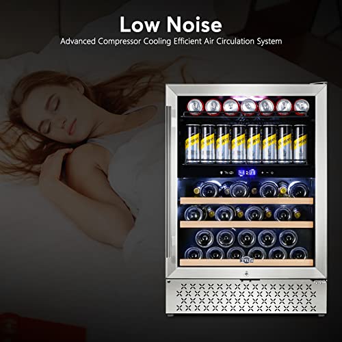 Tylza Dual Zone Wine Fridge 24 Inch Wine and Beverage Refrigerator