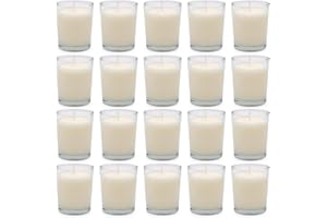 UNICY 20 Packs White Votive Candles with Clear Glass Holder, 1.8 Oz Unscented Soy Wax Candle for Home Decoration, Candle Gifts for Christmas Thanksgiving Halloween