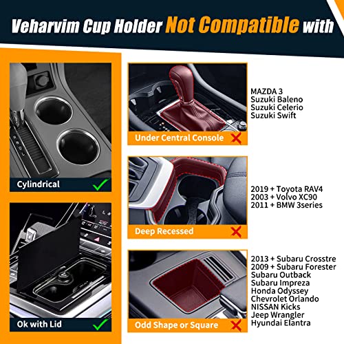 Veharvim Car Cup Holder Expander for Car with Adjustable Base 2 Pack
