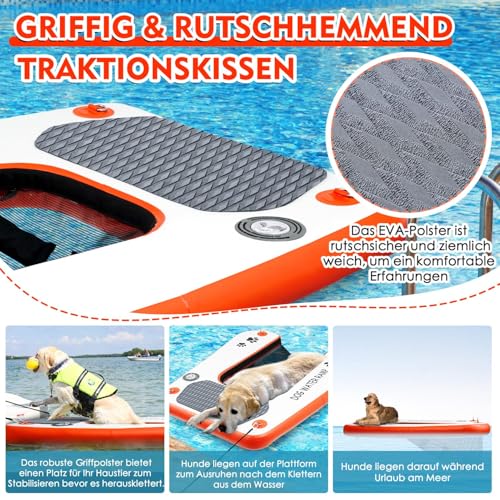 Dog Water Ramp Extra Wide Water Ramp Pool Ladder, Float Puppy Plank for Pool, Dock & Boat, Pet Ramp with Non-Slip Upgraded Steps, Water Ramp Ladder for 68 kg Dogs Climbing