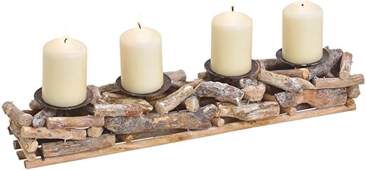Matches21 Adventsgesteck Rustikal Holz Altholz Treibholz Wurzeln Holzgesteck 4 Kerzenhalter Tischdeko 1 Stk 50x10 Cm Amazon De Kuche Haushalt
