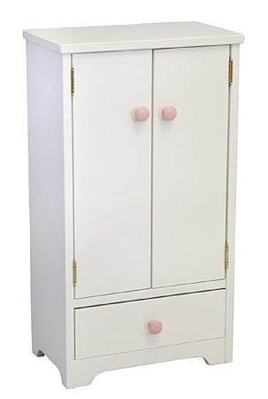 12-18 Inch Doll Storage Wardrobe Armoire USA Handmade Poplar Wood Furniture, WHITE