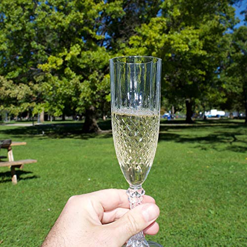 image for SOLAS Clear Plastic Champagne Flutes - Set of 12 Beautifully Designed 