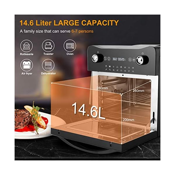 Fynllur-Air-Fryer-146L-1700W-XL-Oil-Free-Toaster-Oven-16-in-1-Oilless-Cooker-with-LED-Digital-Touchscreen-Countertop-Oven-Rotisserie-Dehydrator-Defrost-Auto-Shutoff-with-9-Accessories-and-Recipes Fynllur Air Fryer 14.6L 1700W XL Oil Free Toaster Oven 16-in-1 Oilless Cooker with LED Digital Touchscreen Countertop…