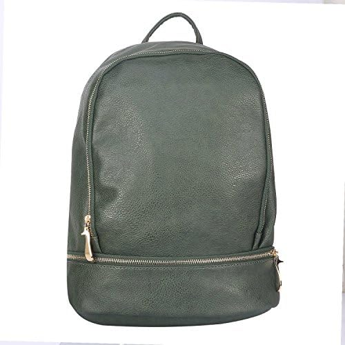 Women's Green PU Zipper Backpack (A-160_Green)