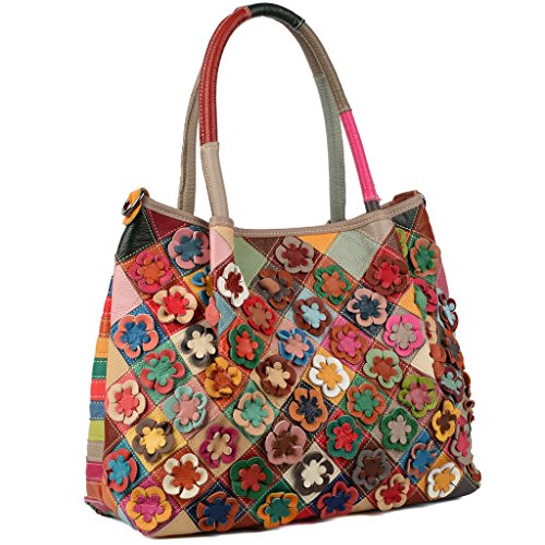 YALUXE Women's Soft Lambskin Leather Multicolor Purse Crossbody