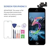For iPhone 5 Screen Replacement With Home Button, Black- MAFIX Full Pre-assembly LCD Display Digitizer Touch Screen Kit Include Repair Tools & Screen Protector