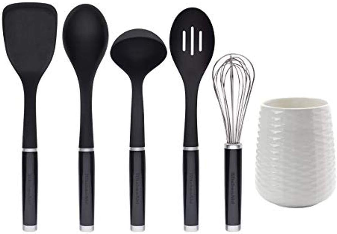 KitchenAid Tool and Gadget Set with Crock, 6-Piece, Black: Kitchen & Dining