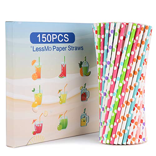 LessMo 150 PCS Papiertrinkhalme, Biologisch Abbaubare Recycelbare Trinkhalme, Plastikfrei, Umweltfreundlich - Ideal für…