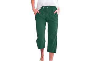 Aboser Linen Pants Women Casual Drawstring Sweatpants Baggy High Waisted Trousers Loose Beach Lounge Joggers with Pockets