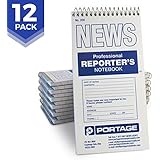 Portage Reporter’s Notebook – #200 Gregg Ruled 4” x 8” Professional Spiral Notebook for Taking Notes in the Field - 140 Pages (12 Pack)