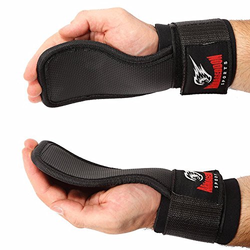 Weight Lifting Hand Grips Workout Pads with With Built in Adjustable Wrist Support Wraps for