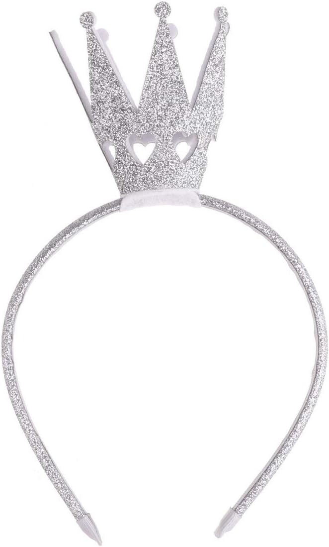 Agoky Girls Shiny Princess Tiara Crown Hair Hoop Headband Headwear Silver One Size