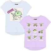 STAR WARS Baby Yoda Girls Glitter Graphic T-Shirts, 2-Pack, Sizes 4-18 - The Mandalorian The Child Bassinet Portrait