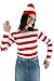 Costhat Where's Waldo Now Costume Adult Funny Sweatshirt Hoodie Outfit Glasses Hat Cap Suits
