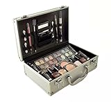 Cameo Carry All Trunk Train Case with Makeup and Reusable Black & White Aluminum Case