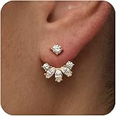 HLJEO Stud Earrings For Women,Cute Wedding Pearl Earring Jackets Dainty 14K Gold Plated Hypoallergenic Earrings For Women Trendy Formal Cubic Zirconia Stud Earrings Gold Jewelry