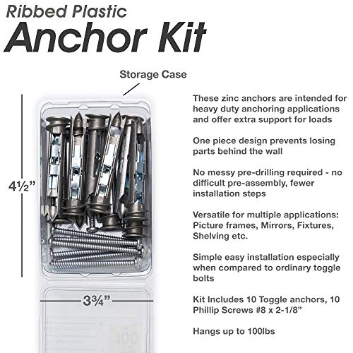Heavy Duty SelfDrilling Toggle Anchors for Drywall with Screws Kit