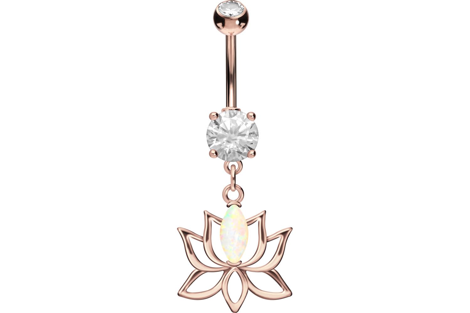PIERCINGLINE Belly Button Ring Surgical Steel | Opal Lotus Flower | Piercing Bananabell Navel Piercing| various Colours
