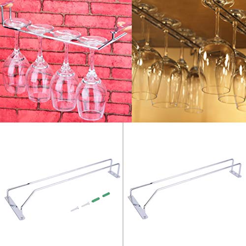 Baynne Wine Glass Rack Hanging Chrome Plated Stemware Holder Under Cabinet Home Bar