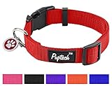 PUPTECK Nylon Puppy Adjustbale Collars Designer for Medium Small Dogs with ID Tag 12'-16'