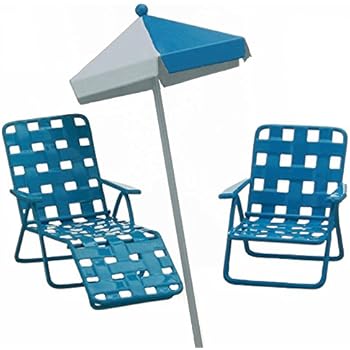 Amazon.com : Fiddlehead Fairy Garden Beach Set. Inlcudes Mini Beach Umbrella, Blue Lawn Chair 
