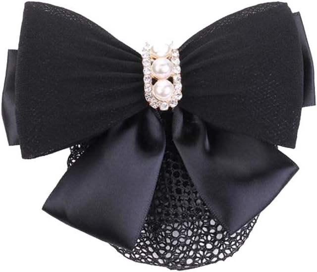 VASANA 1 Pcs Womens Two-Way Snood Net Bow Barrette Hair Clip Bun Cover Set Hair Holder Clamp for Postal Bank Hotel Business Work Hair Accessories