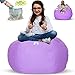 Kroco Stuffed Animal Storage Bean Bag Chair for Kids | Stuff´n sit Beanbags | Plush Toys Organizer Seat Holder | Toddlers Beanbags for Child Bedroom Extra Large - 38'' Purple Cotton