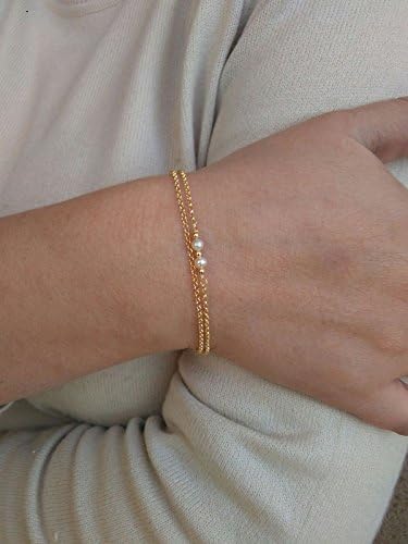 Set bracelets - Silver bracelets pearls and chain - MInimalist jewerly - Delicate set bracelets - Minimalist bracelets - Silver 925.