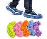 Drhob 2pcs Multi Function Chenille Fibre Washable Dust Mop Slippers Cleaning Shoes（Multicolor random）