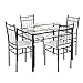 Tangkula 5 Piece Dining Table Set Glass Top Metal Dining Set Kitchen Breakfast Furniture Dinning Table with Chairs