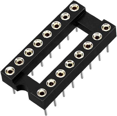 sourcing map 10pcs DIP IC Socket 2.54mm Pitch 16 Pin Round 2 Row Solder Adapters