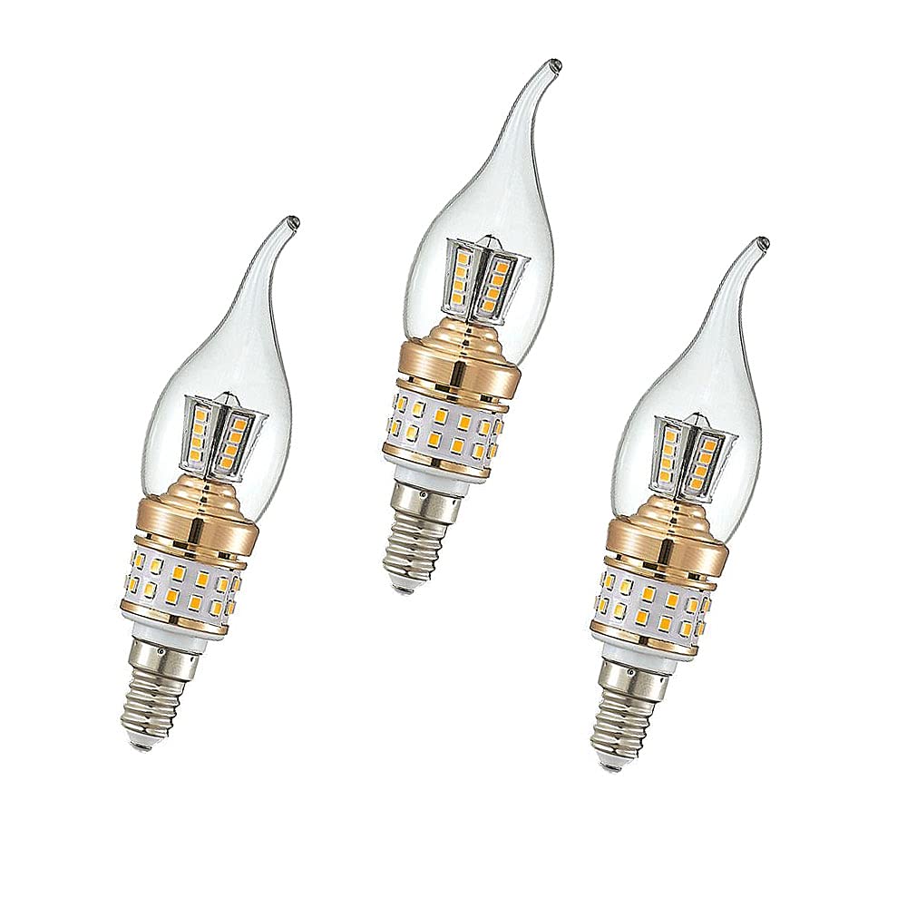 ZYUJIA E14 LED Candle Bulbs 10W Small Screw Candelabra LED Light Bulbs Not Dimmable Warm White 3000K Chandelier Bulbs(Equivalent to 90W) 3 Packs