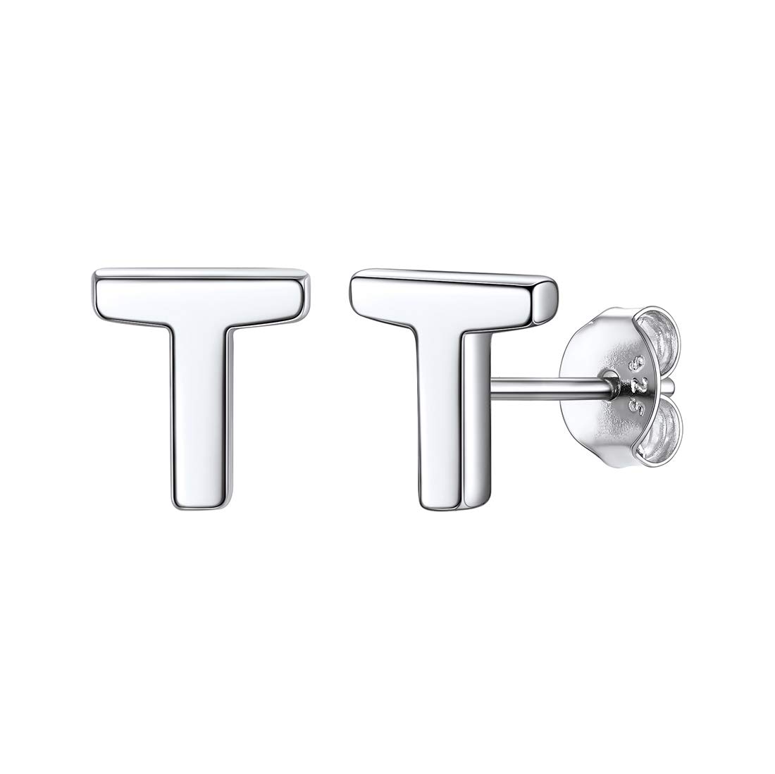 ChicSilver Alphabet Letter T Initial Earring Studs for Women Sterling Silver Name Monogram Jewelry — image 1