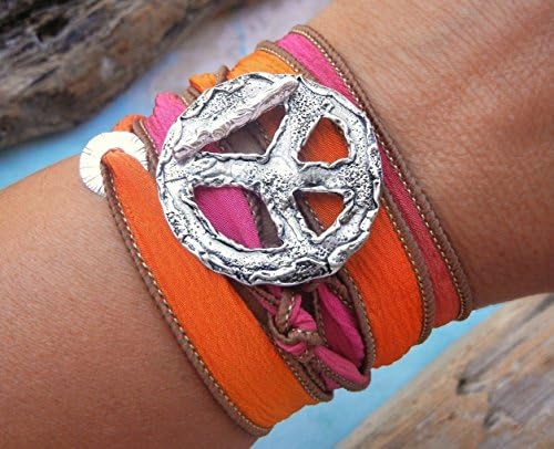 Cool Girl Birthday Day Gift For Teen Girls, Teenage Girl Gift, Teen Girl Jewelry Gift, Peace Sign Silk Wrap Bracelet
