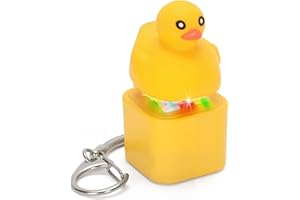 Netholid Quacking Duck Croaking Frog Meowing Cat Keyboard Fidget Toys for Adults Clicker Keychain with Sound LED Light and Charging Port for Autism Stress Relief Anxiety (Duck, 1)