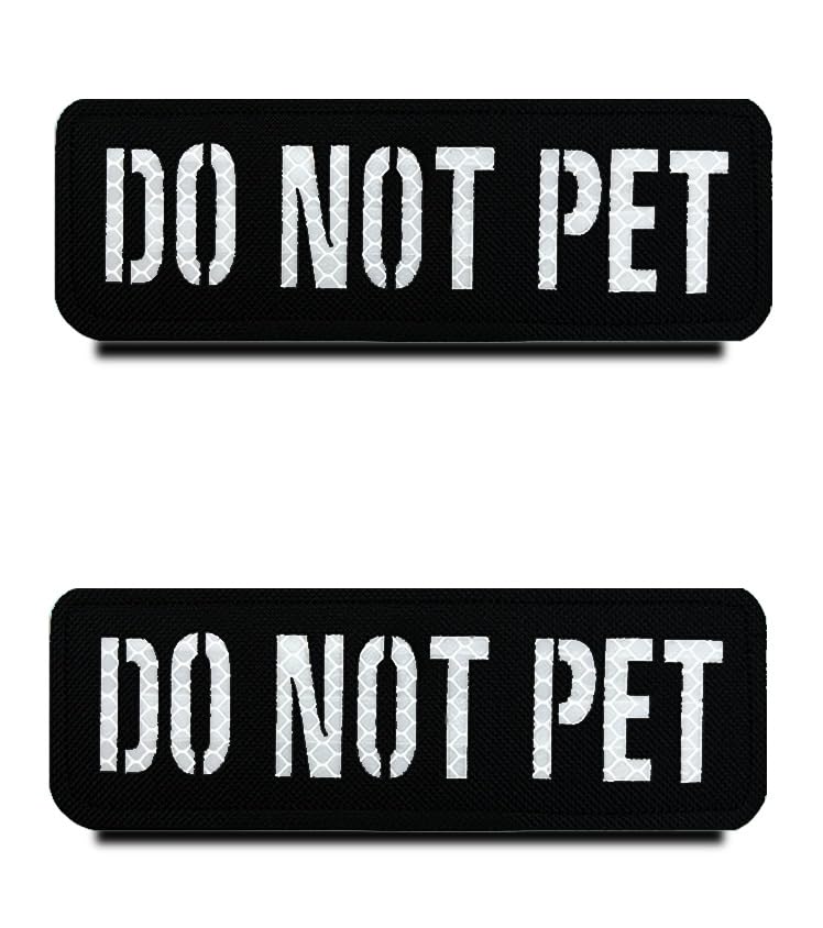 2 Pieces Infrared IR Reflective Dog Patch Removable Do Not Pet Tags Hook and Loop Service Dog Puppy Vest Harness Patches Attachment for Medium Large Dogs Animals -Do Not Pet
