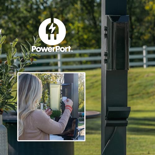 Backyard Discovery Evanston 14'x10' Galvanized Steel Wall-Mounted Louvered Pergola Kit with Adjustable Roof, Shade, Rain Protection, High-Wind Rating, PowerPort, Gutter System for Outdoor Patio, Deck image 22